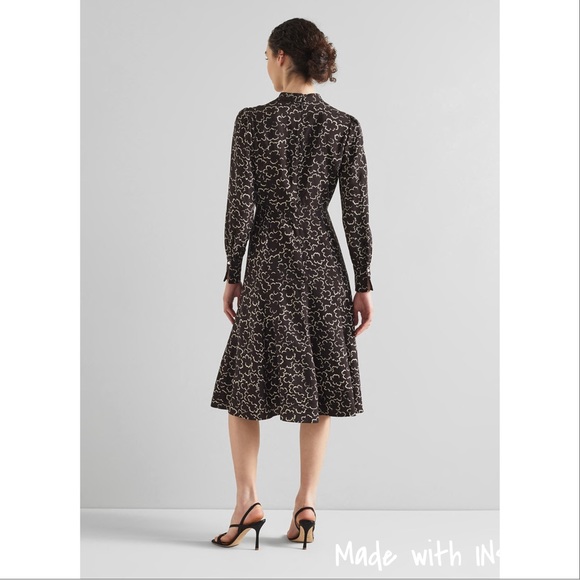 L.K. Bennett Mortimer Black and Cream Floral Shirt Dress - Picture 5 of 16